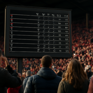 Penggemar sepak bola melihat papan klasemen Liga Champions untuk menganalisis peluang juara grup