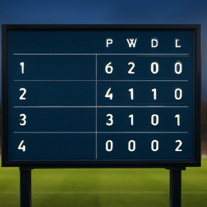 Papan skor stadion menampilkan klasemen fase grup Liga Champions