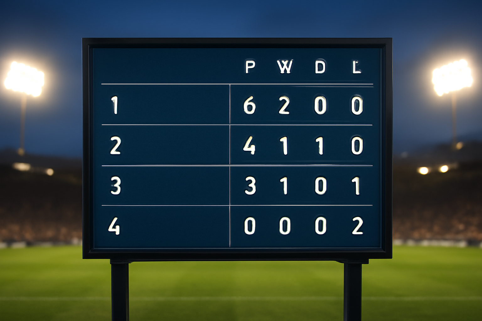 Papan skor stadion menampilkan klasemen fase grup Liga Champions
